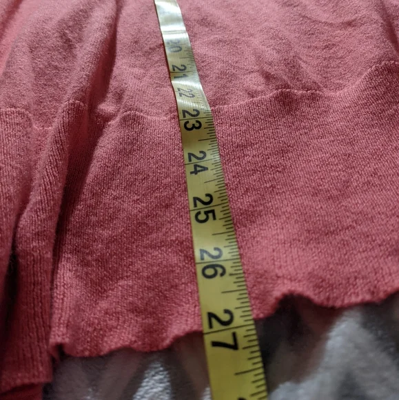 Coral cardigan Sweater Boho Ribbed Detailing Longer Length in Front Size Medium - Picture 11 of 16